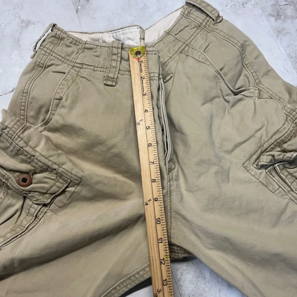 Hollister Cargo Shorts Khaki Tan Mens 32 Utility Pockets Rugged Summer Gorpcore